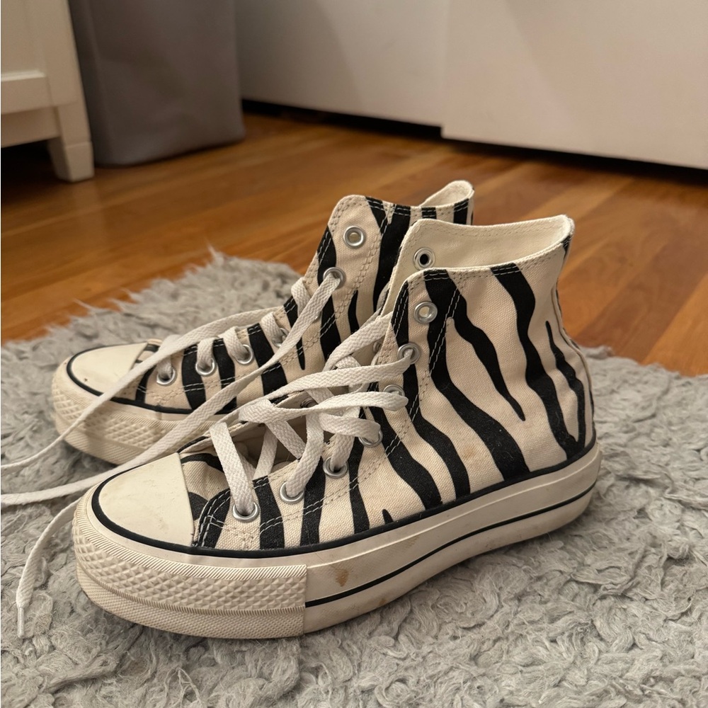 Converse Zebra Print Platform High Top Sneakers